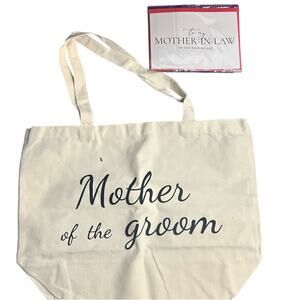 NEW Mother of the Groom Canvas Tote Bag + Card Wedding Gift Set Bride Gift